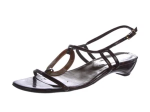 STUART WEITZMAN AUTH $399 Women Brown Tortoise Shell Patent Leather Sandals 6.5 - Picture 1 of 10