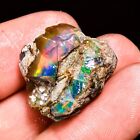 fire opal rough, Ethiopian Black opal raw, natural opal gemstone 19 Ct 21x17 mm