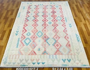 Alfombras de lana Kilim antiguas afganas nómadas hechas a mano múltiples XL 204x300 cm - Imagen 1 de 8