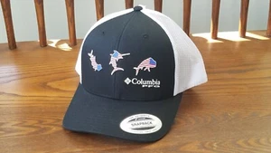Columbia CU0122 PFG Malla Snap Back Bandera Americana Trío de Pescado Gorra de Bola, Sombrero de Camionero - Imagen 1 de 3