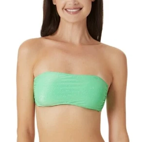 California Waves Junior's Metallic Shine Bandeau Bikini Top Green Size Medium - Picture 1 of 3