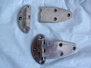 VINTAGE ANTIQUE SOLID BRASS CABINET ICE BOX OFFSET HINGES - Picture 1 of 4