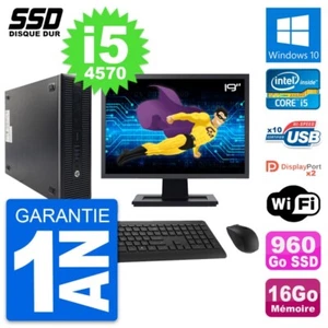 PC HP 600 G1 SFF Ecran 19" Intel Core i5-4570 RAM 16Go SSD 960Go Windows 10 Wifi - Photo 1/8