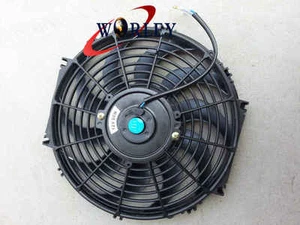 16" 12V Bend PULL/PUSH SLIM RADIATOR ELECTRIC THERMO FAN+MOUNTING KITS 16 inch - Picture 1 of 7