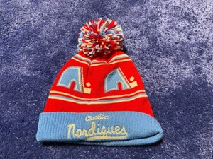 Quebec Nordiques Knit Pom Beanie One Size Blau Rot NHL Hockey Reebok CCM - Bild 1 von 2