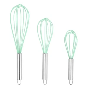 Juego de 3 batidores de silicona de 8" 10" 12" batidores de alambre de cocina batidor verde - - Imagen 1 de 7