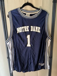Maglia basket irlandese Notre Dame Fighting #1 taglia large Adidas blu oro - Foto 1 di 4