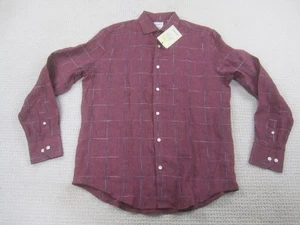Murano Hemd Herren Medium weinrot Baird McNutt Leinen Fensterscheibe kariert langarm - Bild 1 von 9