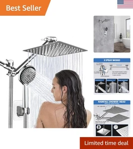 Cabezal de ducha de lluvia de alta presión de 8 pulgadas con doble funcionalidad y extensión de 11"" - Imagen 1 de 11