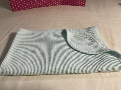 VTG. SWEET TREASURES BLUE 100% COTTON THERMAL BABY BLANKET, LAUNDERED, USA MADE - Image 1 of 4