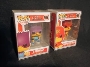 Funko Pop Television The Simpsons Bartman #503 + Radioactive Man #496w/protector - Picture 1 of 12
