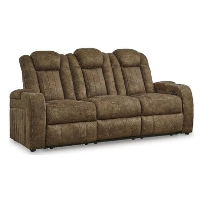 Signature Design by Ashley Wolfridge Brown Power Reclining Sofa - Image 1 of 3