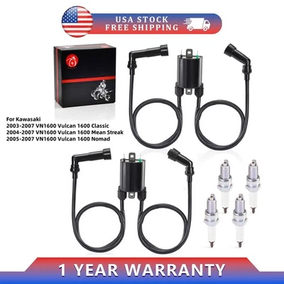 Paquete de 2 bobinas de encendido con bujía para Kawasaki Vulcan 1600 VN1600 2003-2007 Foto 1 de 4