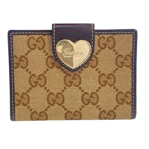 GUCCI Pass Case Beige Heart Leather Shima Line Card Holder elegant D985 - Picture 1 of 11