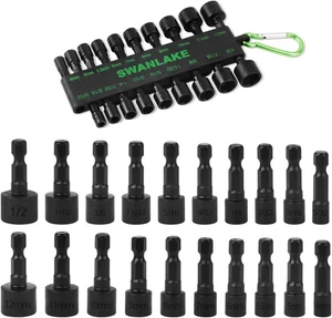 SWANLAKE 20PCS Power Nut Driver Set for Impact Drill, 1/4” Hex Head One Size  - Picture 1 of 8