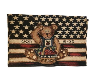 Set Of 4 BOYD'S BEARS Tapestry Placemates Patriotic American Flag Teddy Bear  - Picture 1 of 4