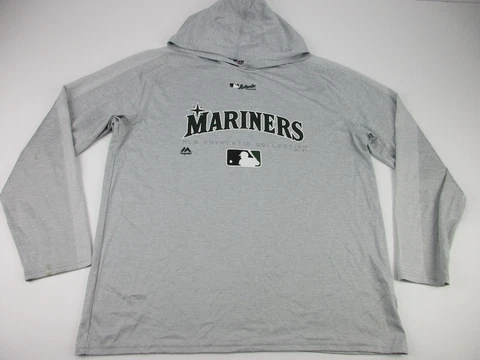 Mens XL Seattle Mariners Majestic Authentic team issued hoodie shirt *Flaw Cover