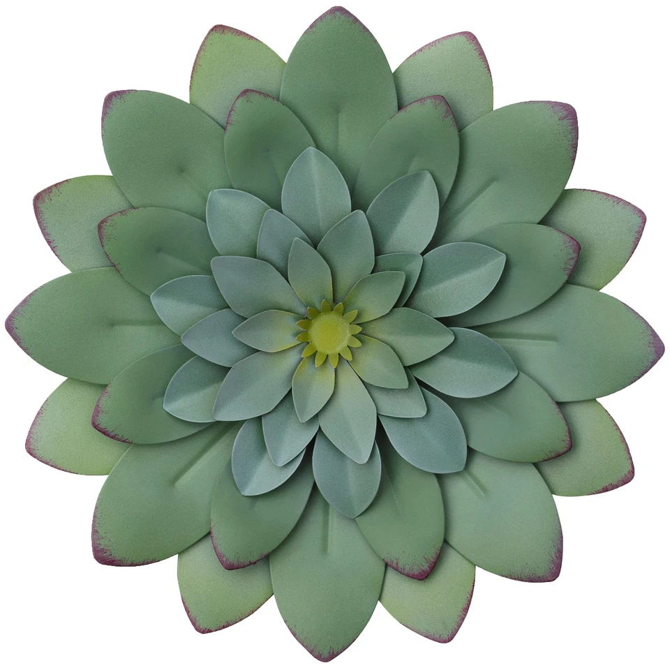 Everydecor Green Succulent Metal Wall Decor