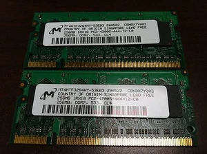 Micron 512MB (2 x 256MB) DDR2 533 PC2-4200S, SODIMM MT4HTF3264HY-53EB3 - Picture 1 of 1
