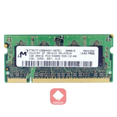 Ram 1 GB Notebook Computer DDR2 PC2-5300S Micron MT8HTF12864HDY-667E1 667Mhz - Immagine 1 di 2