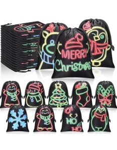 24PCS Christmas Fabric Drawstrings Gift Bags 8x10” - Picture 1 of 6
