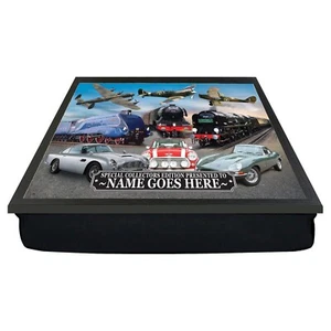 Planes Trains & Automobiles Cars Personalised Cushion Dinner Lap Tray Gift - Picture 1 of 3
