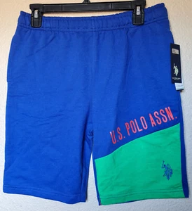 U.S. Polo Assn. Boys Contrast Splice Shorts Terry Size XXL (18) Blue BRAND NEW - Picture 1 of 4