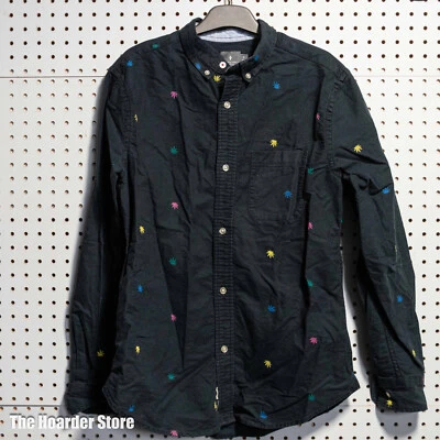 Hawkings McGill Marijuana Leaf Button Down Shirt Long Sleeve Size Small Floral - Image 1 of 3