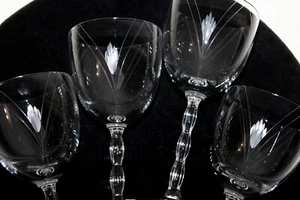 Fostoria Wine Glasses HERALDRY California Bear Claw Etched SET 4 SIGNED 5.75in - Picture 1 of 12