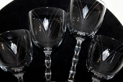 Fostoria Wine Glasses HERALDRY California Bear Claw Etched SET 4 SIGNED 5.75in - Image 1 of 4