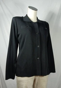 Exklusiv Misook Knopf Strickjacke Pullover schwarz Kragen Langarm Damen XS - Bild 1 von 6