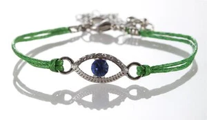 1 bracelet à cordon VERT contre le MAUVAIS ŒIL Kabbale bijoux porte bonheur - Picture 1 of 6
