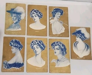 D. Hillson Signed Postcard Lot Of 7 Woman 1900's Pin-up Broadway Golf Girl Smile - Picture 1 of 8