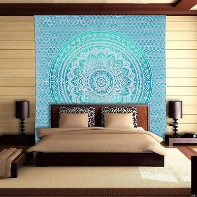 Colcha decoración reina bohemia mandala tapiz indio pared colgante ropa de cama  Foto 1 de 4
