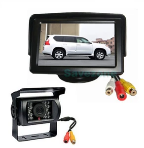 4.3" LCD Monitor + Car Rear View Kit 18LED IR Parking Reversing camera 10m Cable - Picture 1 of 11