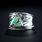 Exquisite Ladies Ring Vintage Turquoise Silver Leaf Ring Wedding Ring Jewelry