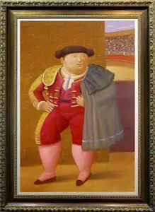"Arte PINTURA AL ÓLEO REPRODUCCIÓN DE FERNANDO BOTERO Hombre Graso SOBRE LIENZO 24""X36" - Imagen 1 de 1