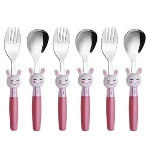 Kids Silverware Set 6 Pieces Childrens Flatware Stainless Steel 6fs Rabbit - Picture 1 of 5