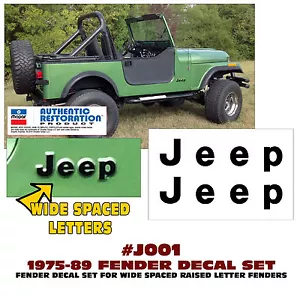 QJ-J001 1975 1976 1978 1980 1983 1986 1990 1995 JEEP CJ - FENDER DECALS - WIDE - Bild 1 von 1
