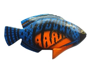 Haarspange Haarklammer "Fisch" Holz blau 12cm - Handarbeit aus Bali - Bild 1 von 1