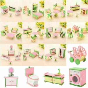 PUPPENHAUSMÖBEL HOLZ | Einrichtung Puppenhaus Zimmer Möbel Puppenmöbel 1953 - Picture 1 of 19