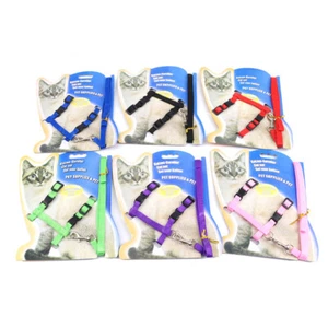 Rabbit,Cat, Ferret ,Small Animal Harness & Lead Soft Adjustable Nylon Leash - Picture 1 of 33