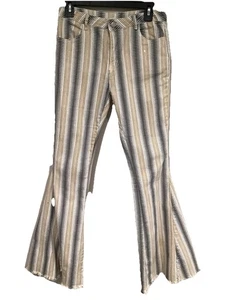 Alter'd State Pants Women's Large  Striped Flare Leg Fringed Hem 8-10 Casual - Picture 1 of 6