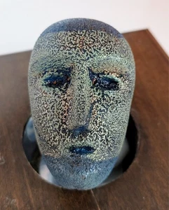 Kosta Boda Bertil Vallien Blue Art Glass BRAINS Head Sculpture #20002, Signed - Picture 1 of 8