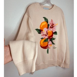 NWT Casablanca Cream Kapalia Oranges Graphic Intarsia Knit Sweater XXL - Picture 1 of 14