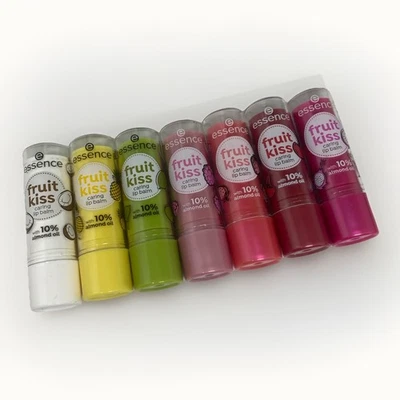 essence 7 x Fruit Kiss Caring Lip Balm mit Mandelöl 7 Stück Set bunt 7 x 4,8g - Bild 1 von 3