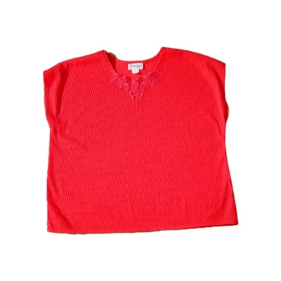 Винтажный JoAnna плюс женщин Sz 22W вишневый красный ребристый кружева - Изображение 1 из 4