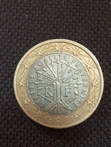 Francia moneda 1 euro 1999 ( 1º edición) circulada con errores - Imagen 1 de 4
