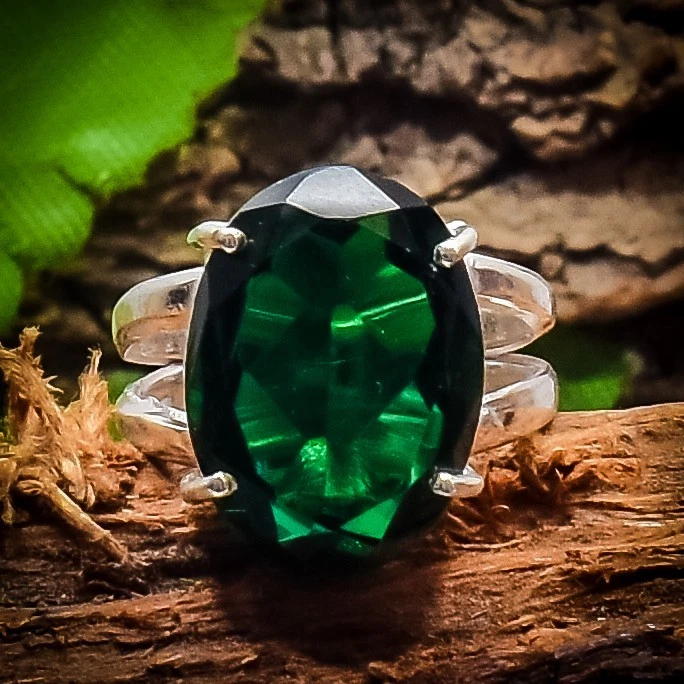 Chrome Diopside Gemstone 925 Sterling Silver Gemstone Jewelry Ring All Size" - Image 1 of 4