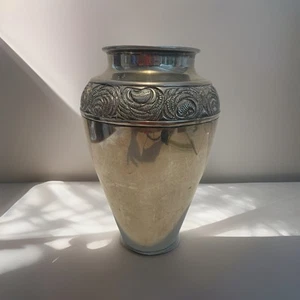 vintage silver tone floral urn type vase country house decor - Picture 1 of 24